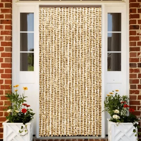 Cortina antimoscas chenilla beige y marrón 100x200 cm by , Mosquito nets for windows - Ref: Foro24-377389, Price: 63,44 €, Di...