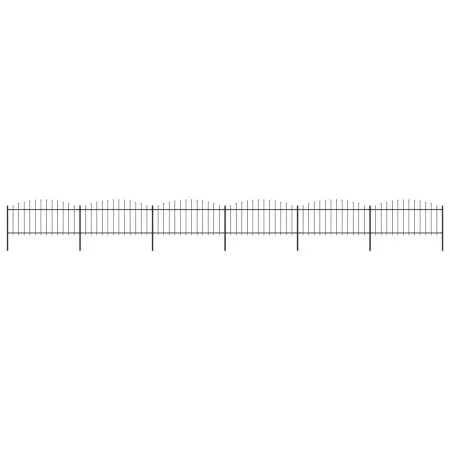 Garden fence with black steel spearhead (0.5-0.75)x10.2m by vidaXL, fence panels - Ref: Foro24-277708, Price: 318,59 €, Disco...