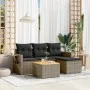 Gartensofa-Set mit Kissen, 5-teilig, graues synthetisches Rattan von , Gartensets - Ref: Foro24-3256865, Preis: 306,46 €, Rab...