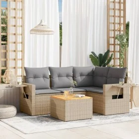 Garden sofa set with beige cushions mix 5 pieces PE rattan by , Garden sets - Ref: Foro24-3256878, Price: 353,79 €, Discount: %