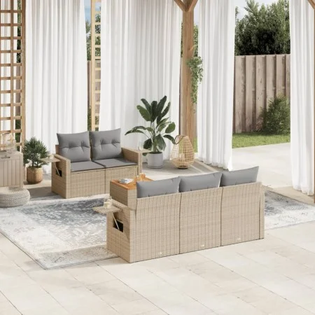 Gartensofa-Set mit beigem Kissenmix, 6-teilig, PE-Rattan von , Gartensets - Ref: Foro24-3256780, Preis: 461,24 €, Rabatt: %