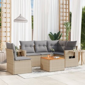 Gartensofa-Set mit beigem Kissenmix, 6-teilig, PE-Rattan von , Gartensets - Ref: Foro24-3256899, Preis: 420,74 €, Rabatt: %