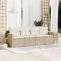 Garden sofa set with cushions 4 pieces beige synthetic rattan by , Garden sets - Ref: Foro24-3258173, Price: 302,97 €, Discou...