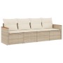 Gartensofa-Set mit Kissen, 4-teilig, beiges synthetisches Rattan von , Gartensets - Ref: Foro24-3258173, Preis: 300,72 €, Rab...