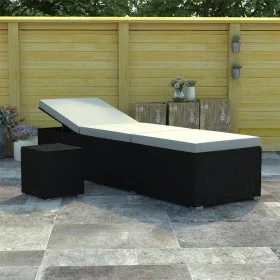 Garden lounger with cushion and cream synthetic rattan table by vidaXL, Loungers - Ref: Foro24-46225, Price: 150,16 €, Discou...