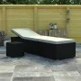 Tumbona de jardín con cojín y mesita ratán sintético crema de vidaXL, Tumbonas - Ref: Foro24-46225, Precio: 150,15 €, Descuen...