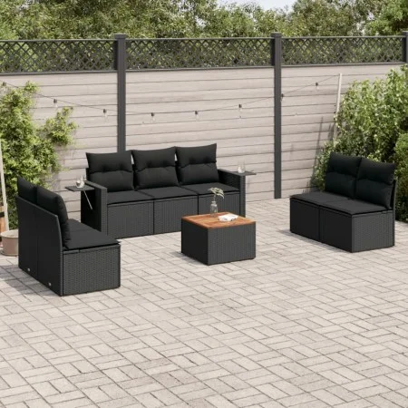 8-teiliges Gartensofa-Set und schwarze synthetische Rattankissen von , Gartensets - Ref: Foro24-3256846, Preis: 491,53 €, Rab...
