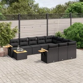 11-piece garden sofa set and black synthetic rattan cushions by , Garden sets - Ref: Foro24-3227203, Price: 721,33 €, Discoun...