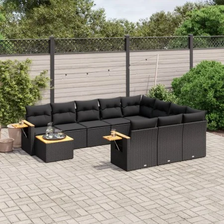 11-teiliges Gartensofa-Set und schwarze synthetische Rattankissen von , Gartensets - Ref: Foro24-3227203, Preis: 720,37 €, Ra...