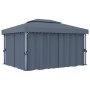 Cenador con cortina y tira de luz LED aluminio antracita 4x3 m de , Carpas y cenadores - Ref: Foro24-3070355, Precio: 549,88 ...