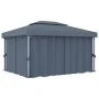 Gazebo with curtain and LED light strip anthracite aluminum 4x3 m by , Tents and gazebos - Ref: Foro24-3070355, Price: 556,27...