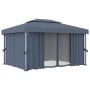 Gazebo with curtain and LED light strip anthracite aluminum 4x3 m by , Tents and gazebos - Ref: Foro24-3070355, Price: 549,88...