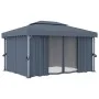 Gazebo with curtain and LED light strip anthracite aluminum 4x3 m by , Tents and gazebos - Ref: Foro24-3070355, Price: 556,27...