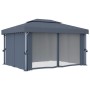 Gazebo with curtain and LED light strip anthracite aluminum 4x3 m by , Tents and gazebos - Ref: Foro24-3070355, Price: 549,88...