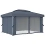Gazebo with curtain and LED light strip anthracite aluminum 4x3 m by , Tents and gazebos - Ref: Foro24-3070355, Price: 556,27...