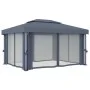 Gazebo with curtain and LED light strip anthracite aluminum 4x3 m by , Tents and gazebos - Ref: Foro24-3070355, Price: 556,27...