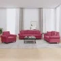 Red velvet 3-piece sofa set with cushions by , Sofas - Ref: Foro24-3202194, Price: 751,80 €, Discount: %