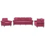 Red velvet 3-piece sofa set with cushions by , Sofas - Ref: Foro24-3202194, Price: 751,80 €, Discount: %