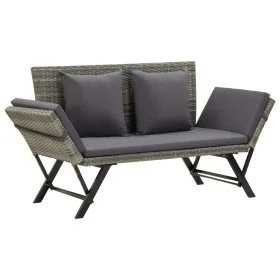 Garden bench with gray synthetic rattan cushions 176 cm by vidaXL, garden benches - Ref: Foro24-46232, Price: 220,10 €, Disco...