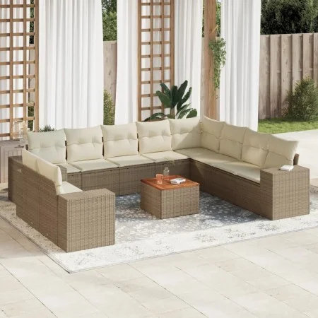 11-teiliges Gartensofa-Set mit beigen synthetischen Rattankissen von , Gartensets - Ref: Foro24-3257850, Preis: 904,06 €, Rab...
