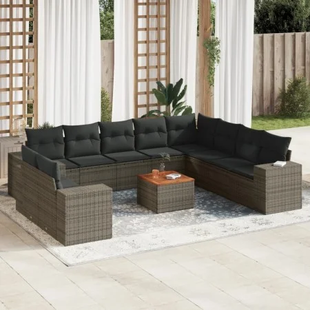11-piece garden sofa set and gray synthetic rattan cushions by , Garden sets - Ref: Foro24-3257852, Price: 715,52 €, Discount: %