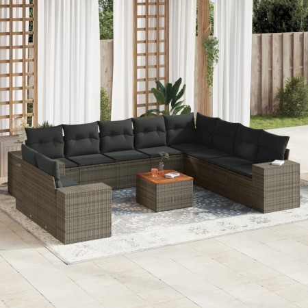 11-teiliges Gartensofa-Set und graue synthetische Rattankissen von , Gartensets - Ref: Foro24-3257852, Preis: 703,40 €, Rabat...