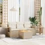 Gartensofa-Set mit Kissen, 4-teilig, beiges synthetisches Rattan von , Gartensets - Ref: Foro24-3256765, Preis: 316,86 €, Rab...