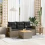 4-piece garden sofa set and gray synthetic rattan cushions by , Garden sets - Ref: Foro24-3256767, Price: 258,56 €, Discount: %