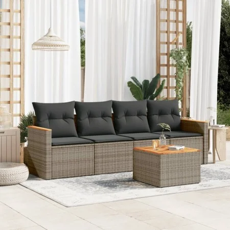 Garden sofa set with cushions 5 pieces gray synthetic rattan by , Garden sets - Ref: Foro24-3258182, Price: 288,85 €, Discoun...