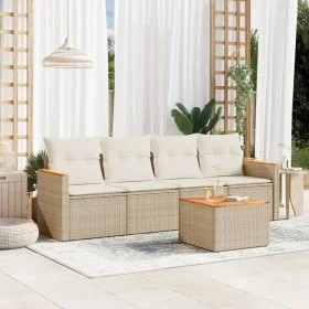 Garden sofa set with cushions 5 pieces beige synthetic rattan by , Garden sets - Ref: Foro24-3258180, Price: 350,90 €, Discou...