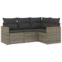 4-piece garden sofa set and gray synthetic rattan cushions by , Garden sets - Ref: Foro24-3258336, Price: 271,15 €, Discount: %
