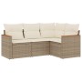 Garden sofa set with cushions 4 pieces beige synthetic rattan by , Garden sets - Ref: Foro24-3258334, Price: 314,15 €, Discou...