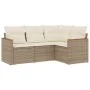 Garden sofa set with cushions 4 pieces beige synthetic rattan by , Garden sets - Ref: Foro24-3258334, Price: 323,83 €, Discou...