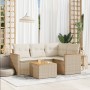 Garden sofa set with cushions 5 pieces beige synthetic rattan by , Garden sets - Ref: Foro24-3258341, Price: 351,73 €, Discou...