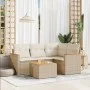 Garden sofa set with cushions 5 pieces beige synthetic rattan by , Garden sets - Ref: Foro24-3258341, Price: 364,88 €, Discou...