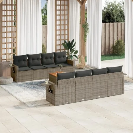 9-piece garden furniture set and gray synthetic rattan cushions by , Garden sets - Ref: Foro24-3256816, Price: 574,57 €, Disc...
