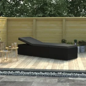 Sun lounger with black synthetic rattan cushion by vidaXL, Loungers - Ref: Foro24-46221, Price: 208,63 €, Discount: %