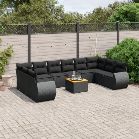 11-teiliges Gartensofa-Set und schwarze synthetische Rattankissen von , Gartensets - Ref: Foro24-3225173, Preis: 730,55 €, Ra...
