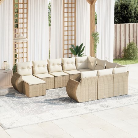 Set de sofás de jardín 11pzas con cojines ratán sintético beige de , Conjuntos de jardín - Ref: Foro24-3225190, Precio: 721,5...