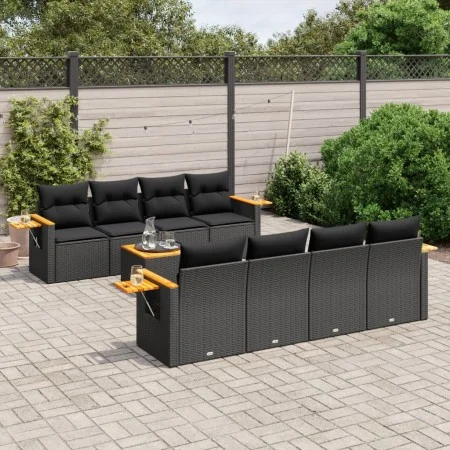 8-piece garden sofa set and black synthetic rattan cushions by , Garden sets - Ref: Foro24-3226657, Price: 617,25 €, Discount: %
