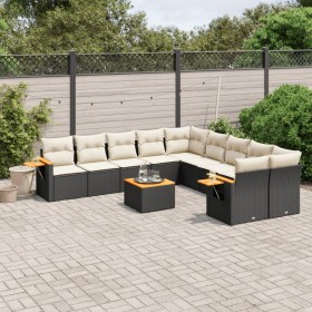 11-teiliges Gartensofa-Set und schwarze synthetische Rattankissen von , Gartensets - Ref: Foro24-3227197, Preis: 616,34 €, Ra...