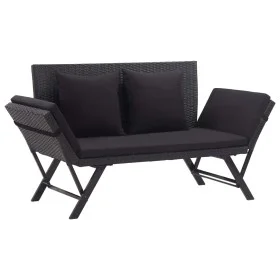 Garden bench with black synthetic rattan cushions 176 cm by vidaXL, garden benches - Ref: Foro24-46233, Price: 221,90 €, Disc...