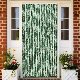Cortina antimoscas chenilla verde y blanco 100x200 cm