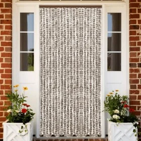 Taupe gray and white chenille anti-fly curtain 56x200 cm by , Mosquito nets for windows - Ref: Foro24-377403, Price: 44,58 €,...