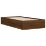 Oak brown engineered wood bed with drawers 90x200 cm by , Beds and slatted bases - Ref: Foro24-3207300, Price: 142,55 €, Disc...