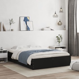 Schwarzes Holzwerkstoffbett mit Schubladen 135x190 cm von , Betten und Lattenroste - Ref: Foro24-3207309, Preis: 157,87 €, Ra...
