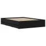 Schwarzes Holzwerkstoffbett mit Schubladen 135x190 cm von , Betten und Lattenroste - Ref: Foro24-3207309, Preis: 155,91 €, Ra...