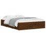Oak brown engineered wood bed with drawers 135x190 cm by , Beds and slatted bases - Ref: Foro24-3207314, Price: 185,89 €, Dis...