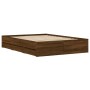 Oak brown engineered wood bed with drawers 135x190 cm by , Beds and slatted bases - Ref: Foro24-3207314, Price: 185,89 €, Dis...