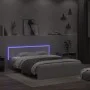 Bed frame with headboard and white LED lights 160x200 cm by , Beds and slatted bases - Ref: Foro24-3207595, Price: 194,17 €, ...